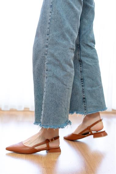 Felina Taba ( 3 cm Topuklu ) Sivri Burun Topuklu Ayakkabı