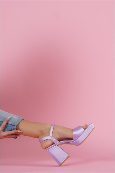 Fell Lila Saten Platform Topuklu Günlük Ayakkabı