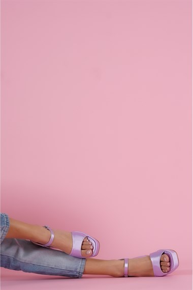 Fell Lila Saten Platform Topuklu Günlük Ayakkabı