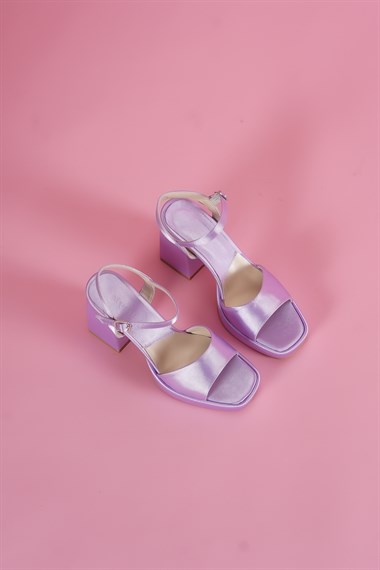 Fell Lila Saten Platform Topuklu Günlük Ayakkabı