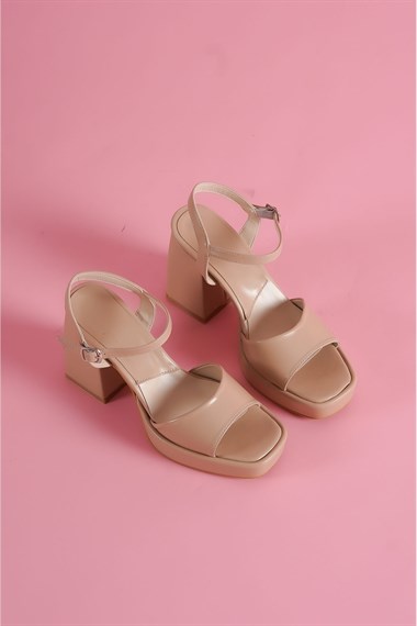 Fell Nude Cilt Platform Topuklu Günlük Ayakkabı