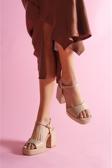 Fell Nude Cilt Platform Topuklu Günlük Ayakkabı