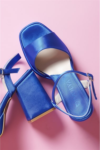Fell Saks Mavi Saten Platform Topuklu Günlük Ayakkabı