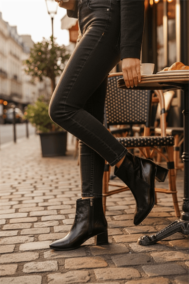 Fiamma Siyah Kırışık Rugan ( 5 Cm Topuklu ) Günlük Kullanım Kadın Botu