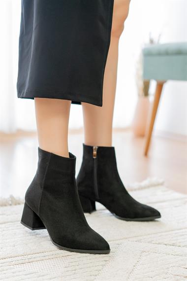 Fiamma Siyah Süet ( 5 Cm Topuklu ) Günlük Kullanım Kadın Botu