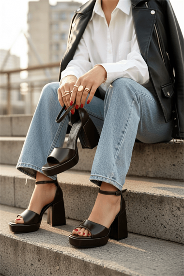 June Kahverengi Kırışık Rugan ( 9 Cm Topuk ) Platform Topuklu Günlük Ayakkabı