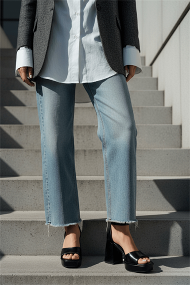 June Siyah Kırışık Rugan ( 9 Cm Topuk ) Platform Topuklu Günlük Ayakkabı