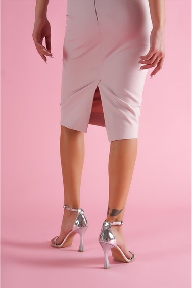 Lambo Gümüs İnce Topuklu Günlük Ayakkabı