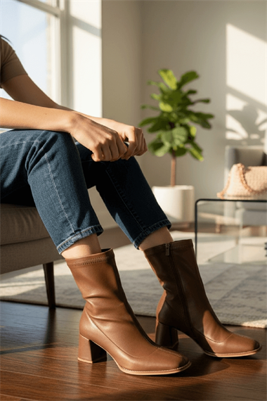 Lirya Kahverengi ( 8 Cm Topuklu ) Günlük Kullanım Kadın Botu