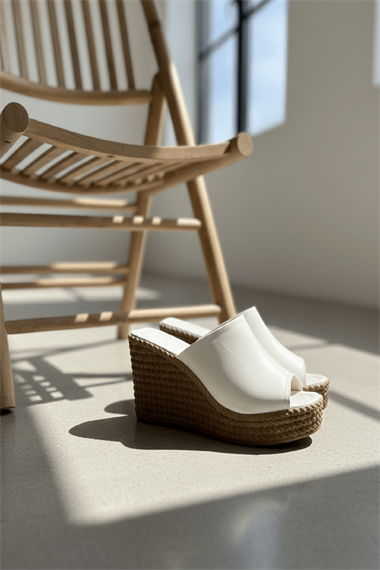 Rabeka Beyaz Dolgu Topuklu ( 10 cm Topuk. 3 cm Platform) Günlük Kullanım Terlik