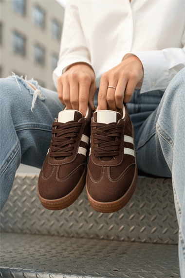 Samba Kahve Süet Yanları Çizgili Spor Ayakkabı Sneaker