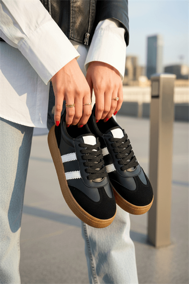 Samba Siyah Süet Yanları Çizgili Spor Ayakkabı Sneaker