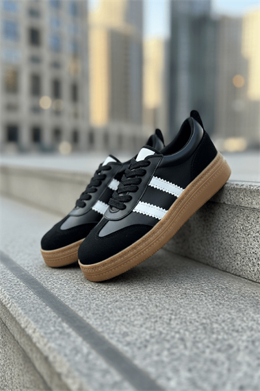 Samba Siyah Süet Yanları Çizgili Spor Ayakkabı Sneaker