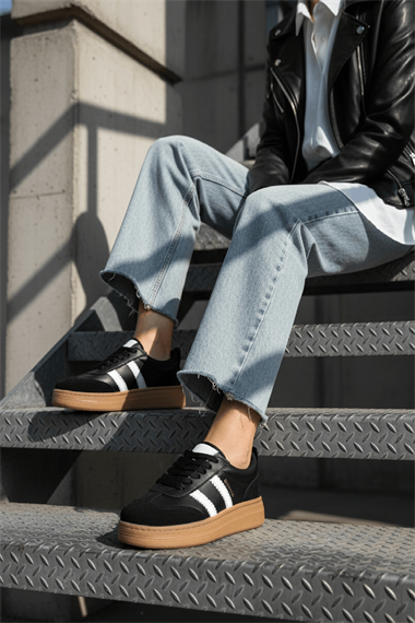 Samba Siyah Süet Yanları Çizgili Spor Ayakkabı Sneaker