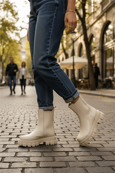 Senni Bej Cilt Yandan Lastikli Kalın Taban Günlük Bot