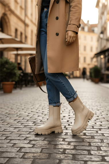 Senni Bej Cilt Yandan Lastikli Kalın Taban Günlük Bot