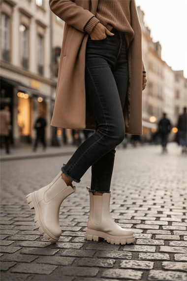 Senni Bej Cilt Yandan Lastikli Kalın Taban Günlük Bot