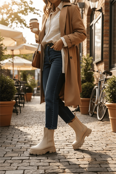 Senni Bej Cilt Yandan Lastikli Kalın Taban Günlük Bot