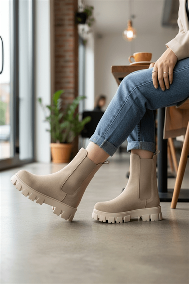 Senni Bej Yandan Lastikli Kalın Taban Günlük Bot