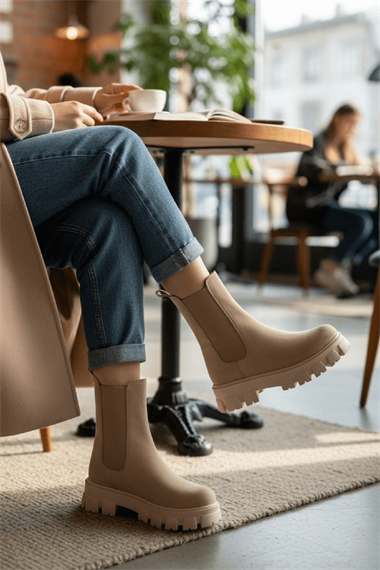 Senni Bej Yandan Lastikli Kalın Taban Günlük Bot