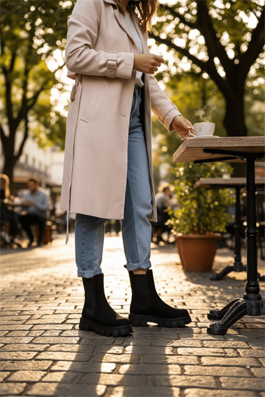 Senni Siyah Süet Yandan Lastikli Kalın Taban Günlük Bot