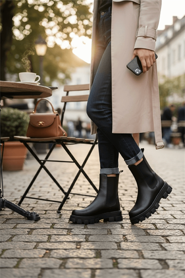 Senni Siyah Yandan Lastikli Kalın Taban Günlük Bot