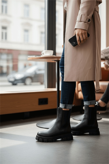 Senni Siyah Yandan Lastikli Kalın Taban Günlük Bot