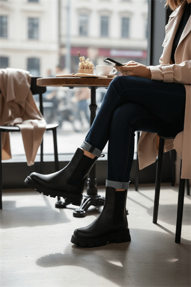 Senni Siyah Yandan Lastikli Kalın Taban Günlük Bot