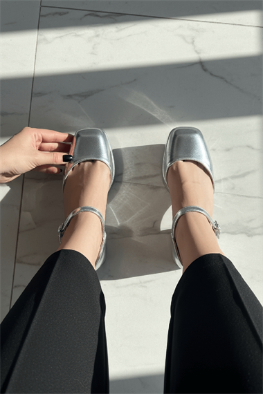 Serra Gümüş Platform ( 9 Cm Topuklu ) Günlük Topuklu Ayakkabı