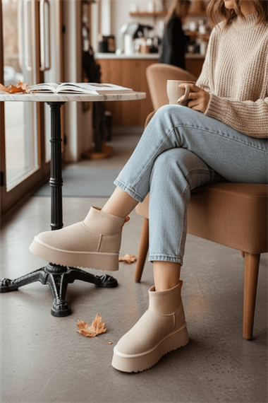 Slavia Bej (4.5 CM) İçi Kürklü Streçli Günlük Kullanım Bot