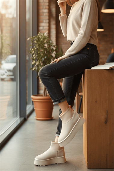 Slavia Bej (4.5 CM) İçi Kürklü Streçli Günlük Kullanım Bot