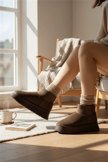 Slavia Kahverengi (4.5 CM) İçi Kürklü Streçli Günlük Kullanım Bot