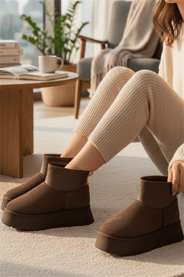 Slavia Kahverengi (4.5 CM) İçi Kürklü Streçli Günlük Kullanım Bot