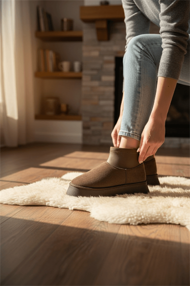 Slavia Kahverengi (4.5 CM) İçi Kürklü Streçli Günlük Kullanım Bot