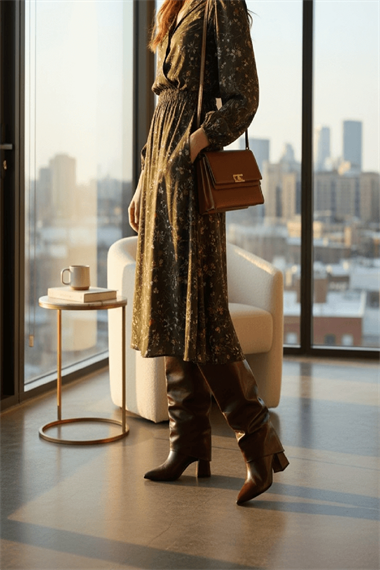 Strada Kahverengi Rugan Tak-Çıkar Konçlu  (8 cm Topuk Boyu ) Günlük Kullanım Bot Ve Çizme