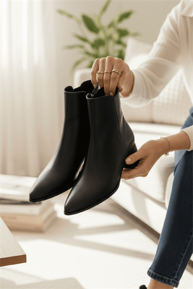Timma Siyah ( 5 Cm Topuklu ) Günlük Kullanım Kadın Botu