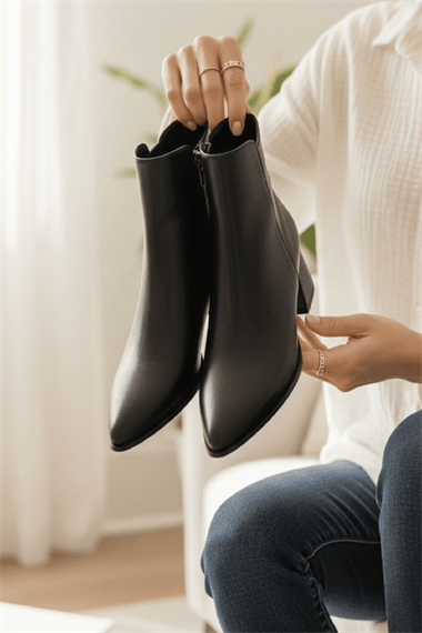 Timma Siyah ( 5 Cm Topuklu ) Günlük Kullanım Kadın Botu