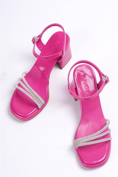 Venedik Fuşya Rugan Taşlı Platform Topuklu Günlük Ayakkabı