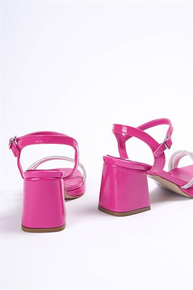 Venedik Fuşya Rugan Taşlı Platform Topuklu Günlük Ayakkabı