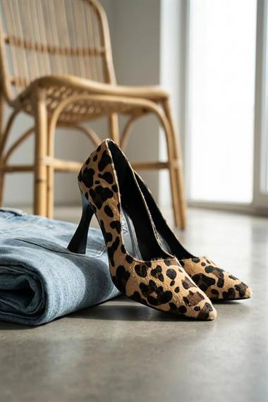 Vest Leopar (8cm) Topuk  Boyu Günlük Kullanım Stiletto
