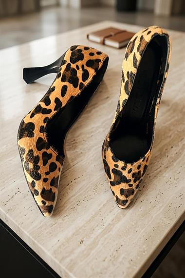 Vest Leopar (8cm) Topuk  Boyu Günlük Kullanım Stiletto