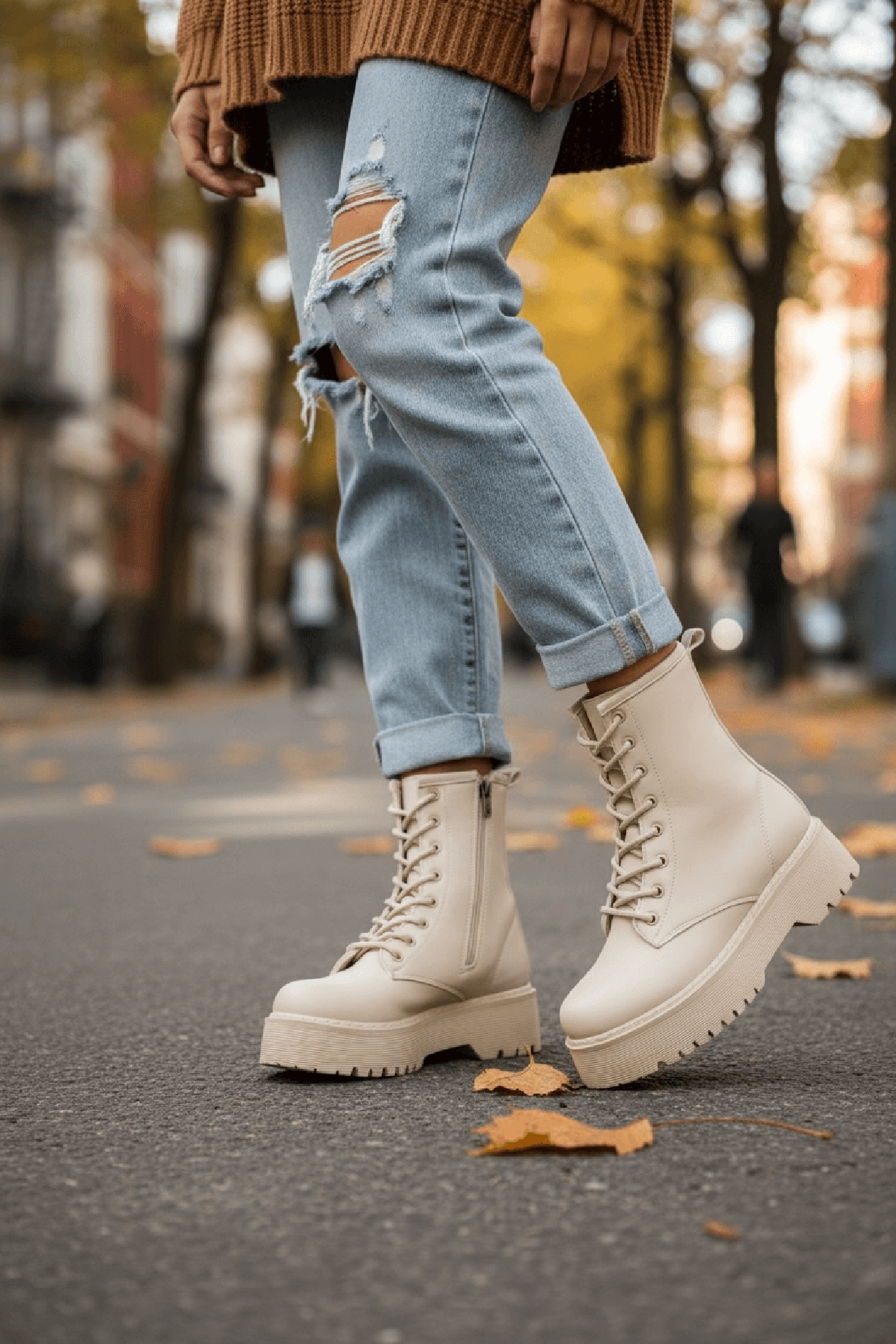 Armoni Bej Cilt Kalın Tabanlı Kadın Günlük Postal