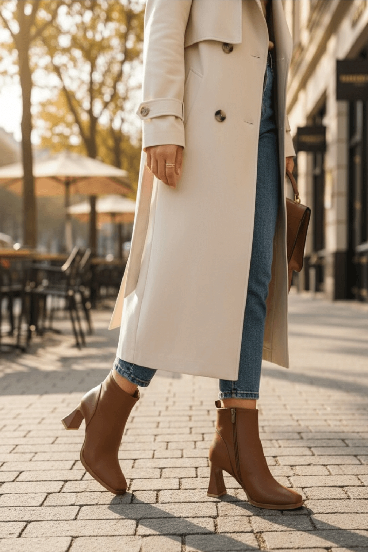 Barelle Taba Önü Dikişli (8 cm Topuklu ) Küt Burun Topuklu Bot