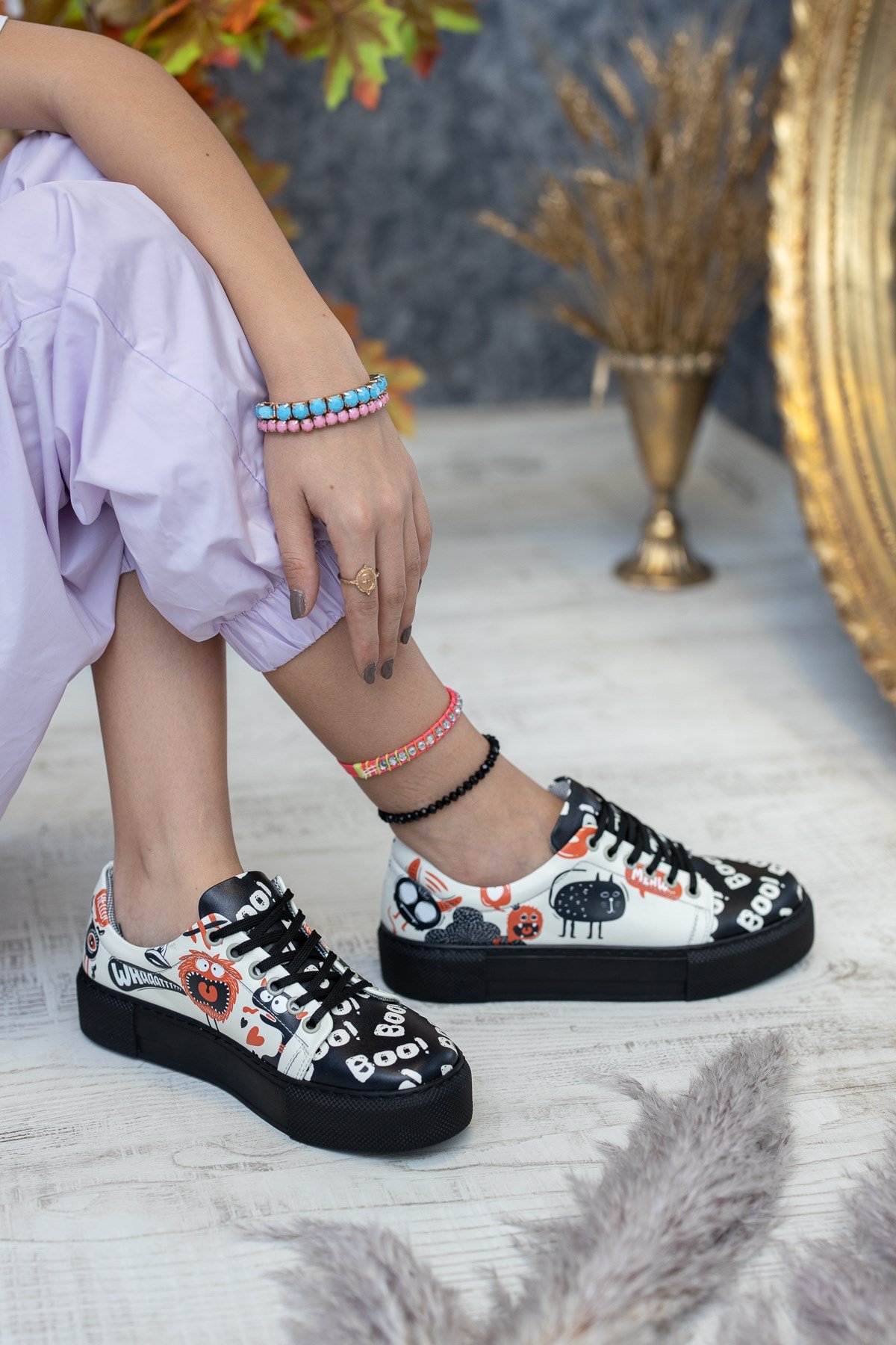 Farah Kedi Baskılı Günlük Sneaker