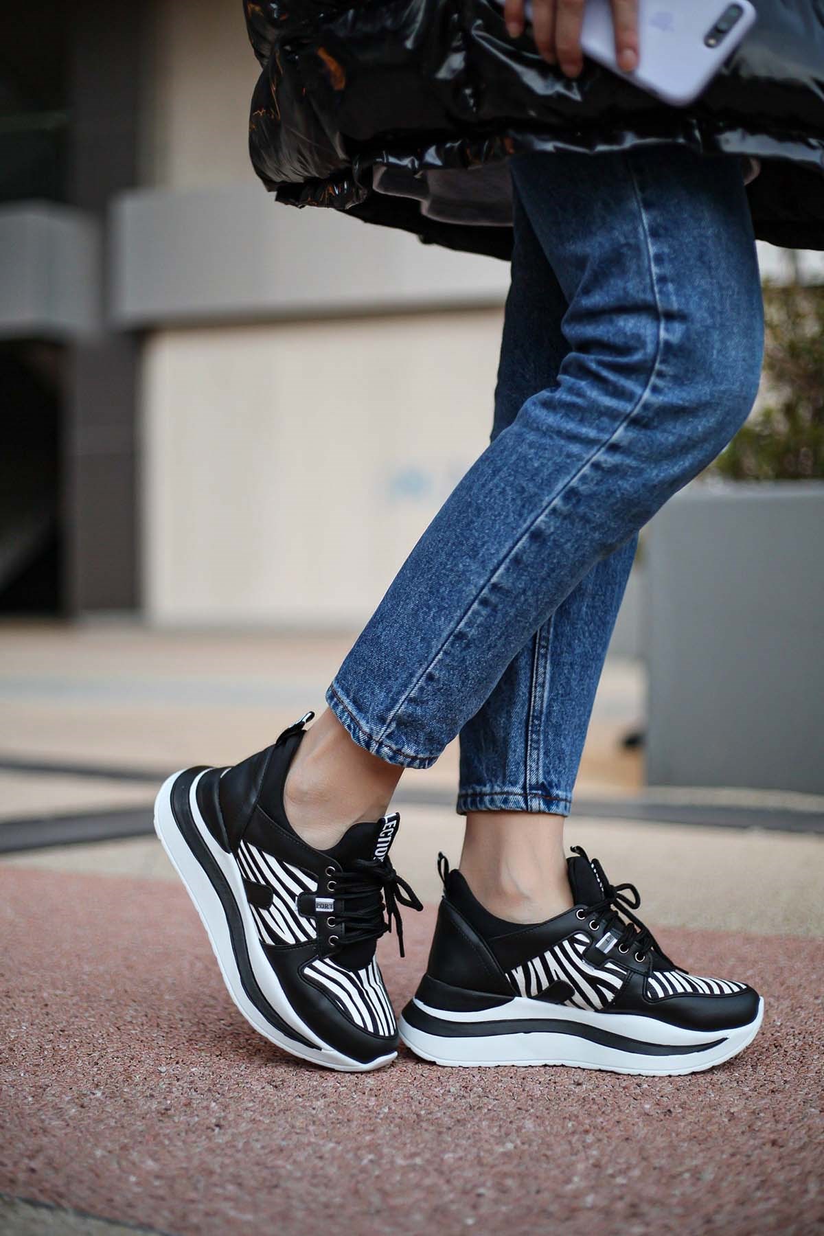 Hugo Siyah Zebra Sneakers