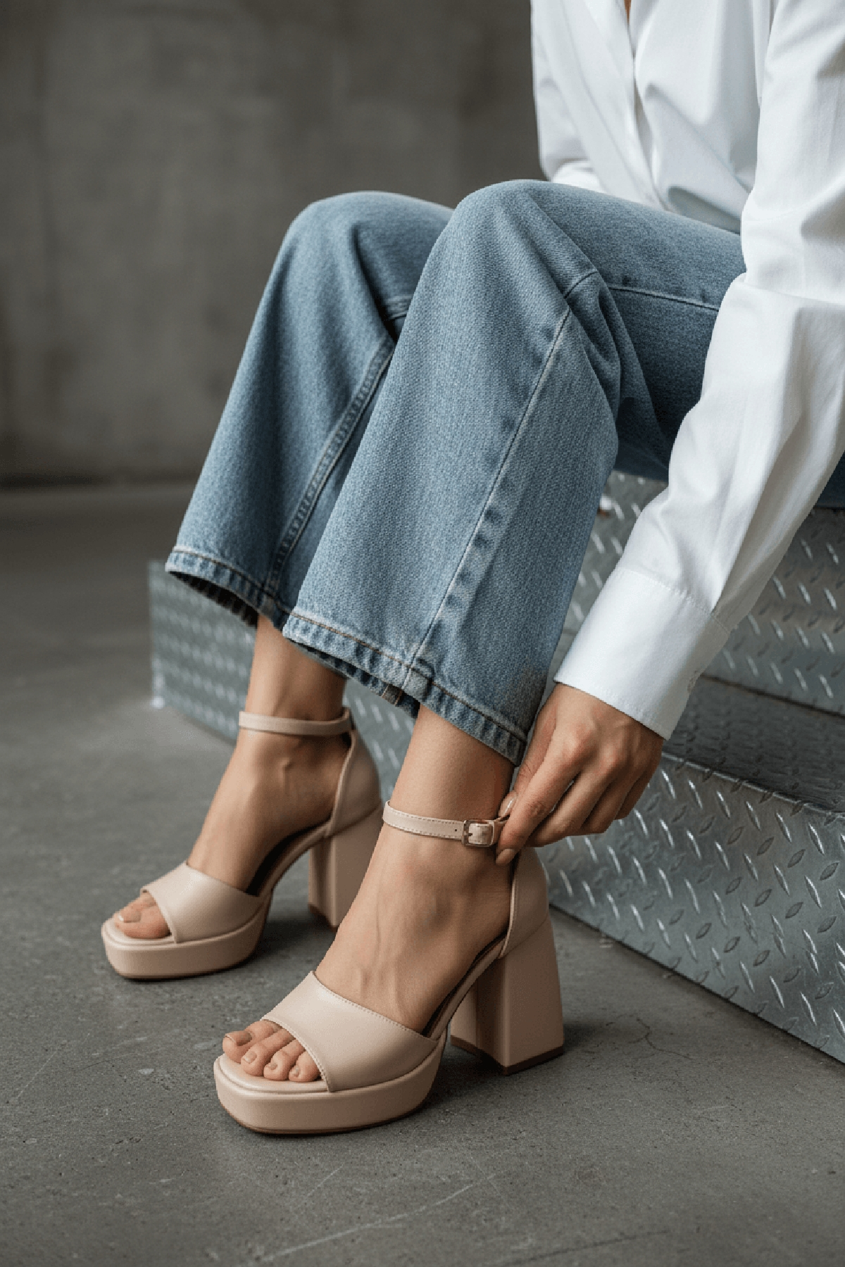 June Bej Cilt ( 9 Cm Topuk ) Platform Topuklu Günlük Ayakkabı