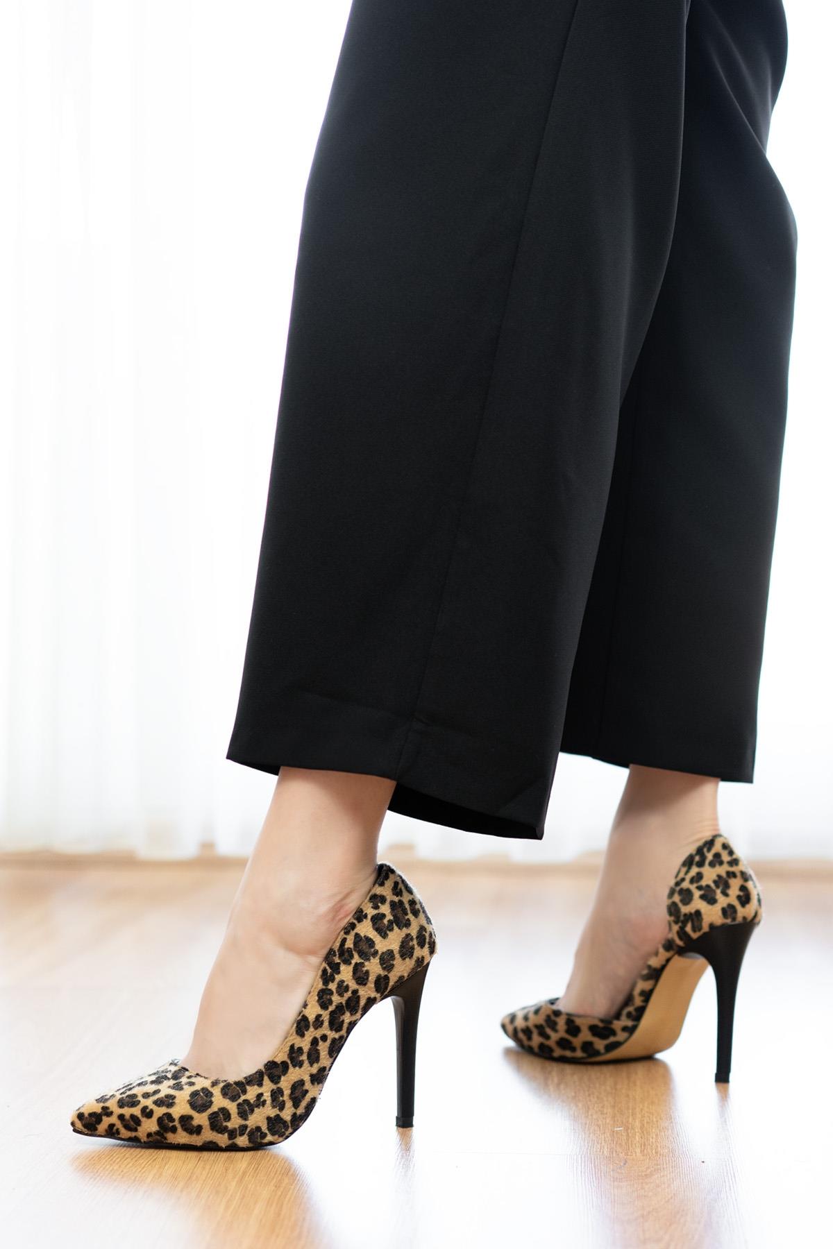 Martha Leopar (11 CM Topuklu) Günlük Kullanım Stiletto