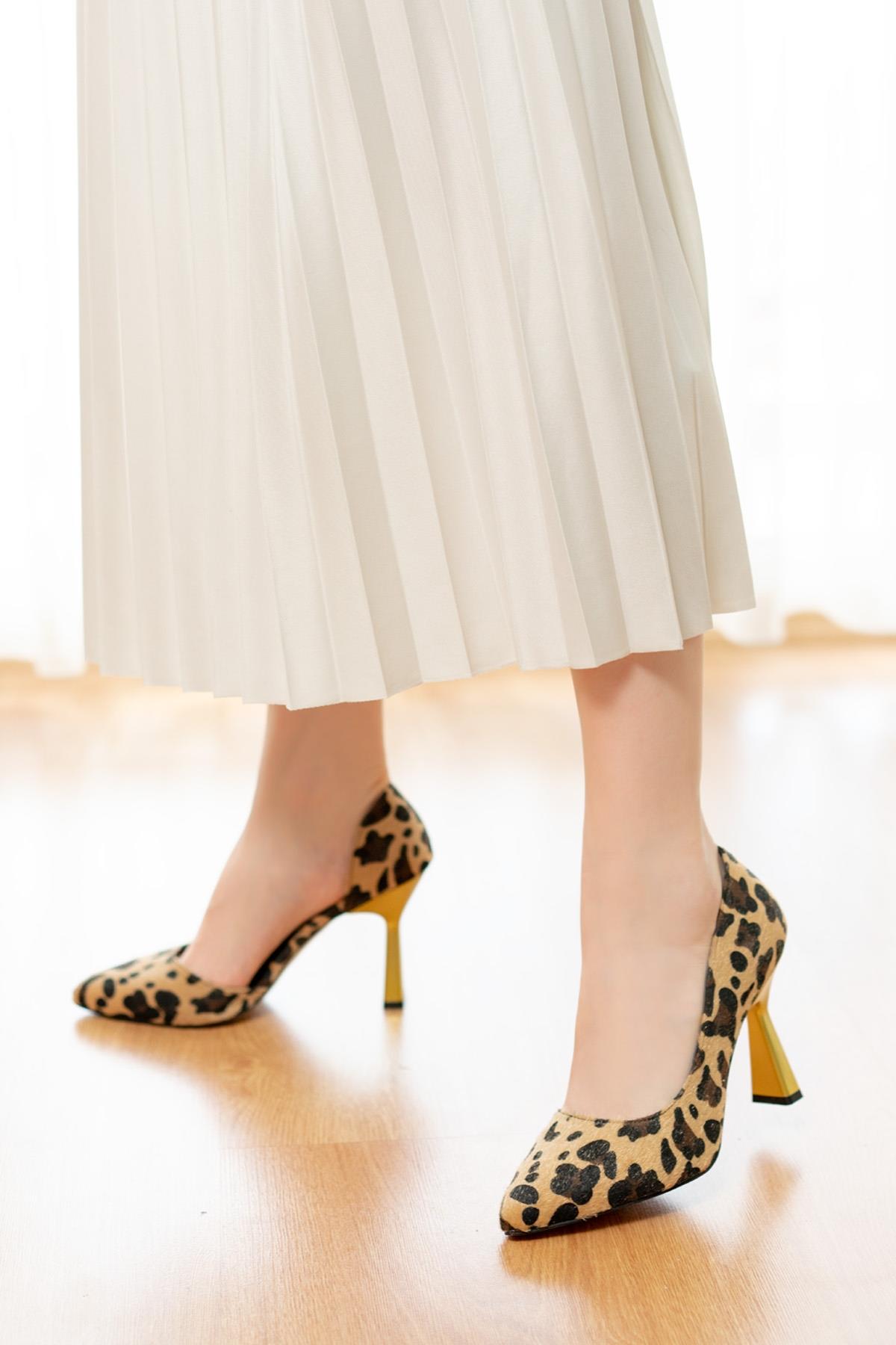 Scarlet Leopar (8cm) Topuk  Boyu Günlük Kullanım Stiletto