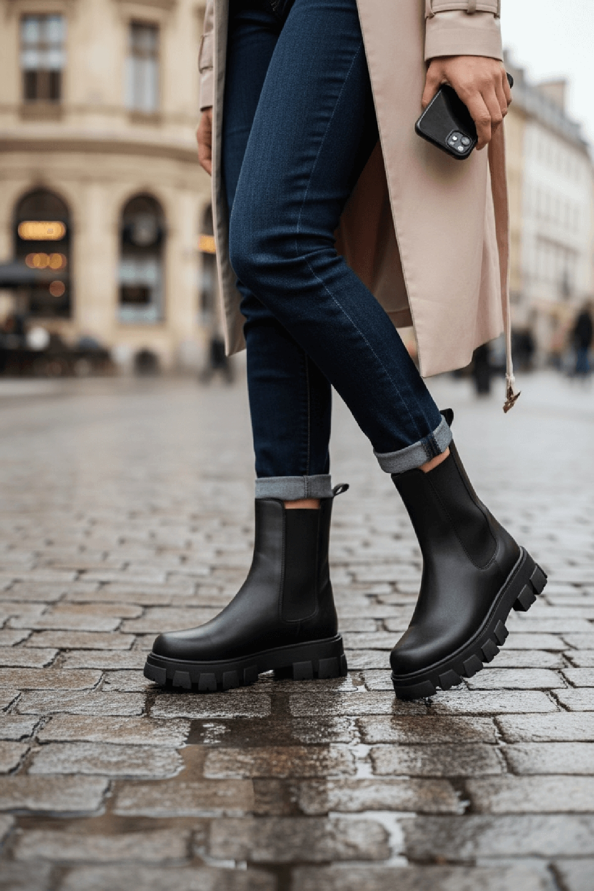 Senni Siyah Yandan Lastikli Kalın Taban Günlük Bot