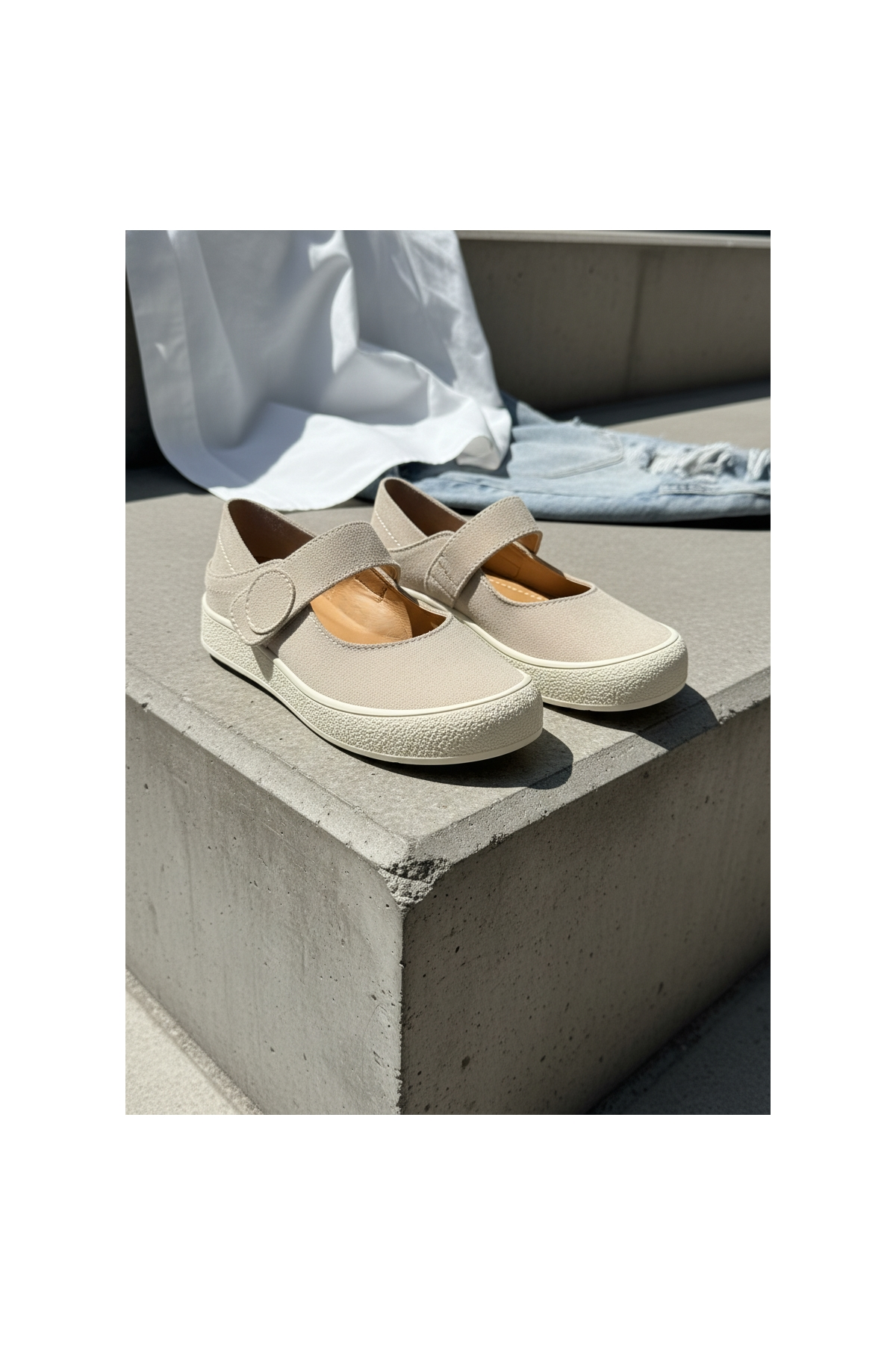 Varius Bej Süet ( 3 cm Topuklu ) Yuvarlak Burunlu  Detaylı Loafer Ayakkabı
